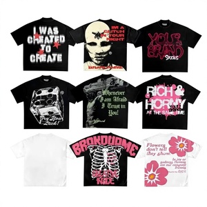 T-Shirt da Uomo Streetwear a Stampa Grafica Personalizzata Oversize Pesante in 100% Cotone di Alta Qualità da 280 GSM con Lavaggio Acido e Taglio Cropped - Product Image 1