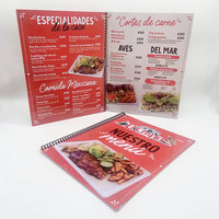 Pabrik disesuaikan CMYK PVC tahan air kualitas tinggi buku Menu restoran dengan mengikat Spiral