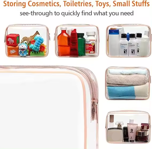Tas Organizer Perjalanan Tahan Air Harga Grosir Tas Kosmetik PVC dengan Ritsleting Ukuran Kustom Logo Tas Makeup Transparan untuk Wanita - Product Image 5