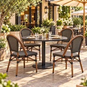 Chaise de salle à manger sans accoudoirs en osier tressé GDRS, structure marron, durable, moderne, pour restaurant et café - Product Image 2
