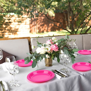 Assiettes rondes réutilisables en plastique pour desserts et dîners, 7'', 9'', 10.25'', pour mariage et fête - Product Image 5