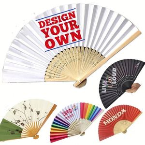Abanico Plegable de Bambú Grande Personalizado con Impresión por Sublimación, Abanico Manual para Bodas, Fiestas, Festivales - Product Image 1