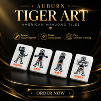 Tuiles de mahjong en acrylique blanc de l'université Auburn, jeu de mahjong américain, boîte personnalisée, cadeau