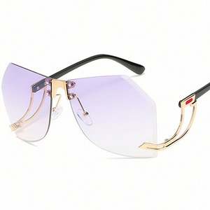 Gafas de Sol Personalizadas con Logotipo, Última Moda Retro, Montura de Aleación para Hombre y Mujer, Sin Montura, Irregulares, UV400, Gafas de Sol Extra Grandes para Mujer - Product Image 4