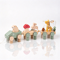 Jouet train à tirer en bois, remorque animaux de la forêt, labyrinthe de perles, trieur de formes Montessori, jouet d'éveil pour tout-petits