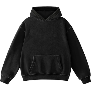 <span class=keywords><strong>Felpa</strong></span> con <span class=keywords><strong>Cappuccio</strong></span> Oversize Vintage Lavata <span class=keywords><strong>Nera</strong></span> da Uomo in Cotone French Terry Pesante, Pullover Casual con <span class=keywords><strong>Cappuccio</strong></span> per Uomo - Product Image 1
