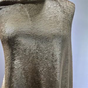 Tela de <span class=keywords><strong>Tul</strong></span> Elástica de Punto Bordado con Lentejuelas Doradas de 3 mm y Bordado Blanco, 96% Rayón, 4% Spandex, para Vestidos de Novia - Product Image 2