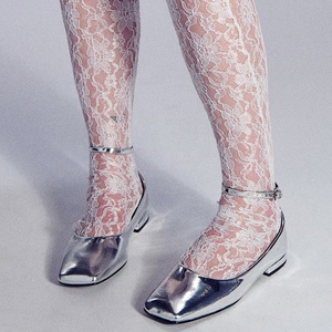 Sandalias Personalizadas Plateadas con Punta Cuadrada para Mujer, Zapatos Casuales con Correa en el Tobillo, Zapatos Planos Metálicos de Oficina para Mujer - Product Image 1