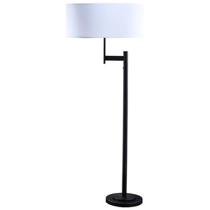 Lámpara de Pie Contemporánea de Hierro Negro con Pantalla de Tela Tipo Tambor, Base E27, para Hotel, Hogar, Sala de Estar, Dormitorio, Fuente de Luz LED - Product Image 4
