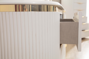 Modern Adjustable 2-<b>Drawer</b> Wood Nightstand in White for Bedroom Furniture - Product Image 4