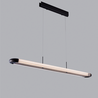 Suspension linéaire en acrylique et aluminium, luminaire LED noir, hauteur réglable, moderne, pour salon, villa, lustre en cristal