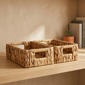 Cestas de Almacenamiento de Ratán Natural Rectangulares con Asas, Organizador Rústico Multiusos - Product Image 3