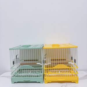 Vendita calda di tipo colorato cassetto in plastica in acciaio piatto ricamato occhio gabbia per uccelli gabbia quadrata da bagno gabbia con due barre in piedi - Product Image 6