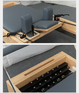 Reformer de Madera Plegable y Resistente de Altura Media para Ejercicios Corporales - Product Image 3