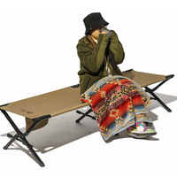 Lit d'extérieur pliable moderne en acier Mobi Garden avec tissu Oxford, lit de sieste portable inclinable pour le camping et le parc