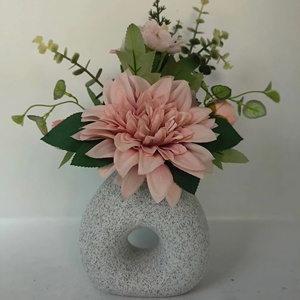 Dalia artificiale di seta di <span class=keywords><strong>plastica</strong></span> Donut vaso decorazione per la casa laurea di alta qualità per sempre finto vero tocco fiore bellissimo al coperto - Product Image 1