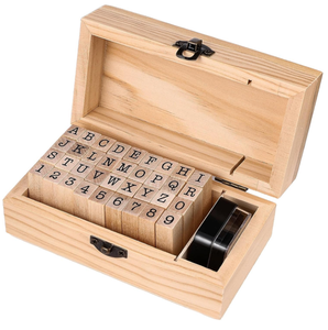 Juego de 36 Sellos de Madera con Letras del Alfabeto, Mini Sellos de Letras y Números para Manualidades, Tarjetas y Álbumes de Fotos - Product Image 1