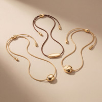 Chaîne en laiton ajustable plaquée or pour femme, avec pendentif coulissant minimaliste, bijoux de mode modernes, tendance, personnalisables en gros