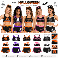 Ensemble de vêtements d'entraînement de cheerleading personnalisé pour Halloween, soutien-gorge de sport en strass, short, uniforme d'entraînement pour filles et jeunes filles