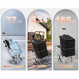 접이식 쇼핑 트롤리 방수 가방과 시트 3 개의 고무 바퀴 계단 리프트 다용도 장바구니 - Product Image 6
