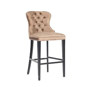 Yüksek kalite Modern tasarım ucuz fiyat mutfak yüksek bar taburesi modern sandalye sarı tafting geri ve tırnak uçları