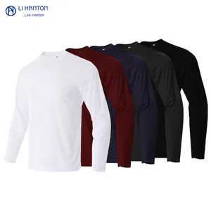 Offerta Estiva: T-Shirt Larga <span class=keywords><strong>a</strong></span> <span class=keywords><strong>Maniche</strong></span> <span class=keywords><strong>Corte</strong></span> da Uomo Hanton, Maglia Traspirante ad Asciugatura Rapida, Abbigliamento Sportivo in Maglia, Tinta Unita, Vendita all'Ingrosso - Product Image 4