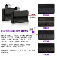 371LM 373LM 950D 953D Control remoto para puerta de garaje de 315 MHz con botón de aprendizaje morado.