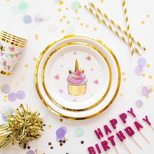 Hstyle or estampage arc-en-ciel licorne fête d'anniversaire vaisselle <span class=keywords><strong>ensemble</strong></span> parfait pour les filles fête d'anniversaire décors sert 16 invités E3237 - Product Image 3