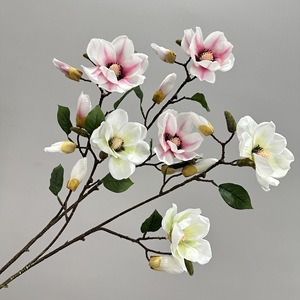 Fleurs artificielles de magnolia Meng Jie, pétales en polyester blanc rosé et blanc jaunâtre, pour décorations de salon et d'hôtel - Product Image 4