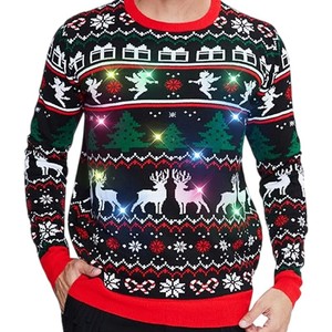 2027 Winter <strong>Christmas</strong> Sweater <strong>Men</strong> Women Vintage Nordic Pattern LED Xmas <strong>Jumper</strong> Holiday Festival Clothing - Product Image 1