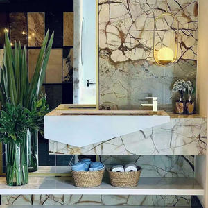 High End Blue Rome Luxury Nature Net Pattern Losa de mármol azul para juegos de mesa y silla - Product Image 4