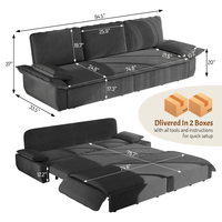 Sofá Cama Extraíble King Size de 94.5 Pulgadas, Sofá Cama Convertible 3 en 1, Sofá Cama Multifuncional Moderno de Pana para Uso en Hoteles y Dormitorios