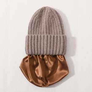 หมวกไหมพรมถักนุ่มบุซับในไหมเรียบ อุ่นสบายสำหรับฤดูหนาว แบบยืดได้ ใส่ได้ทั้งชายและหญิง รับสั่งทำตามแบบ - Product Image 2