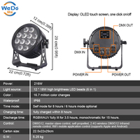 Projecteur PAR LED RVBWAUV 1218W étanche IP66 sur batterie avec température de couleur réglable et contrôle DMX512 pour événements scéniques extérieurs