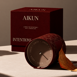 Bougie parfumée Aikun Oakmoss Amber Embossed Burgundy à une seule mèche dans un bocal en verre avec boîte cadeau rigide texturée pour la fragrance d'intérieur - Product Image 2
