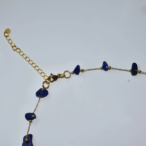 Collier délicat en acier inoxydable à maillons avec pierres précieuses naturelles de Lapis Lazuli <span class=keywords><strong>pour</strong></span> femmes et hommes - Product Image 5