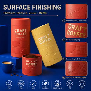 Tubo de Papel de Grado Alimenticio con Impresión Personalizada OEM ODM, Envase Redondo para Café, Té <span class=keywords><strong>en</strong></span> <span class=keywords><strong>Polvo</strong></span>, Aperitivos, Alimentos Secos, Empaque Ecológico - Product Image 5