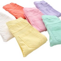 Solid Color Tight Jeans for Young Girls
