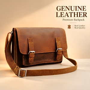 Premium <b>Real</b> <b>Leather</b> Messenger <b>Bag</b> Crossbody Shoulder Satchel Handmade for Office Work Travel Outdoor Sports Business Gift Style - Product Image 1