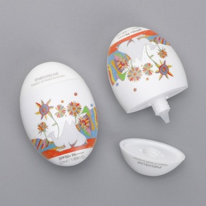 Wholesale Custom Cartoon Logo Printed Empty Cosmetic Sunscreen Cream Skin Care Container Squeeze <b>Plastic</b> 50-200ml Oval <b>Egg</b> - Product Image 4