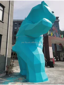 Decoração de urso de fibra de vidro grande personalizado, estátua de animal grande, piso para público