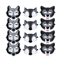 12 pièces Masque d'animal loup pour enfants Costume Masque en feutre demi-visage Masque de fête d'anniversaire loup Fournitures pour Halloween