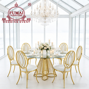 Elegant Banquet Hall Stainless Steel Round Dining <b>Tables</b> for Weddings - Product Image 1
