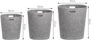 Eco Friendly Round Grey Small Medium Big Felt Basket <b>Stackable</b> <b>Storage</b> Bins for Dirty Clothes - Product Image 2