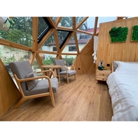 Dôme géodésique de luxe en verre, type igloo, avec salle de bain, structure en alliage d'aluminium, maison-capsule étoile