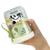 Taza de agua portátil de borosilicato alto con tapa, diseño de panda, para estudiantes, con separación de té y agua, venta al por mayor, en stock