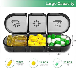 Boîte à pilules portable en plastique à 21 compartiments, organiseur de vitamines hebdomadaire 7 jours, étui de voyage pour le rangement des pilules - Product Image 4