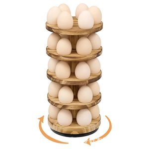 Estante para huevos de madera maciza con bandeja giratoria de varios niveles, adecuado para huevos de pato, almacenamiento en la cocina, decoraciones navideñas y - Product Image 3