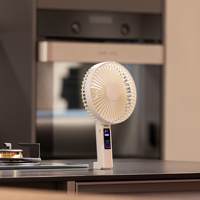 Tragbarer Kleiner Desktop-Ventilator mit Faltbarem Design, Handventilator für den Sommer, 4000mAh Aufladbar, Wandmontage, 4-Gang-Ventilator mit LED-Anzeige