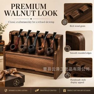 Nuevo soporte de madera para pipas, estante de exhibición portátil de madera maciza con sistema mortise y tenon para pipas, para uso doméstico y fumadores. - Product Image 1